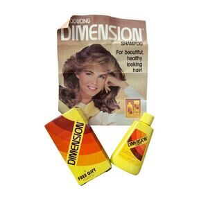 Vintage 1980s Dimension Shampoo 1.5 oz Sample Bottle Original Box Insert Retro